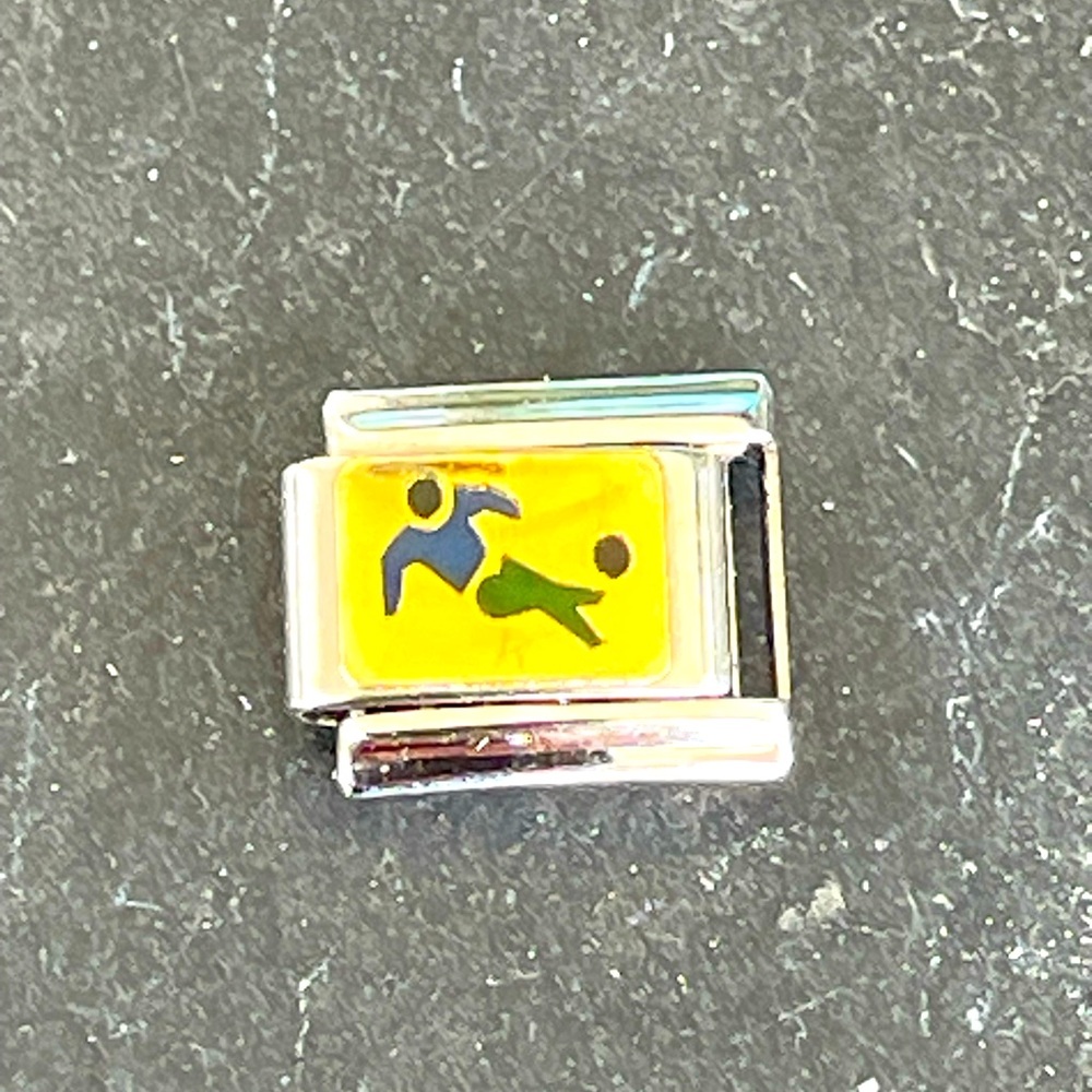 NWOT Italian enamel soccer player charm link